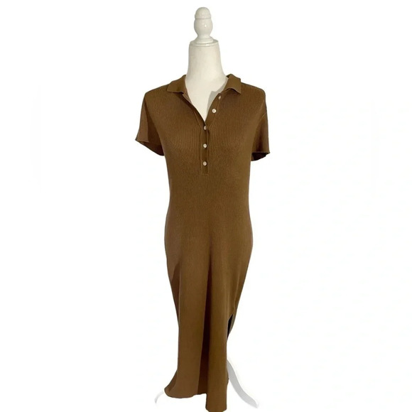 House of Harlow 1960 Ribbed Knit Polo Midi Dress - Picture 1 of 5